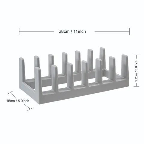 Kitchen Pot Lid Holder Plastic Dish Draining Rack Countertop Pan Cover Organizer Multi-Slot Storage Stand