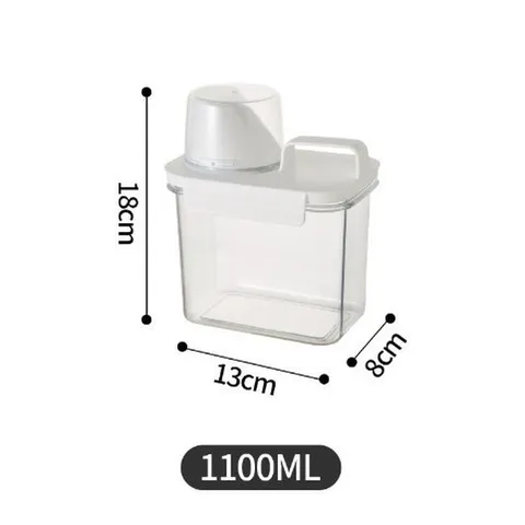 Transparent Plastic Food Storage Container Sealed Grain Rice Canister Kitchen Clear Jar With Measuring Cup