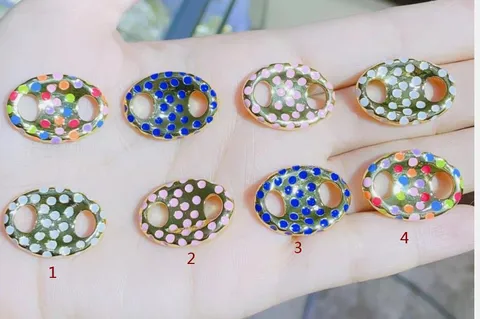 Micro Incrustado 14K Chapado en Oro Botón Goteo de Aceite Aleación Pulsera Tag Accesorios Fornituras de Joyería DIY