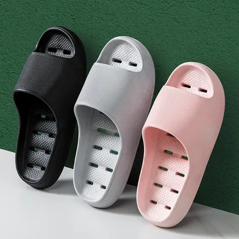 Sommer Schnelltrocknend Rutschfest Hausschuhe Damen Herren Dicke Sohle Badezimmer Hohl Atmungsaktiv Paar Zuhause Casual PVC Schuhe