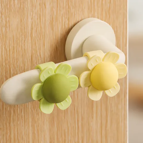 Creative Silicone Flower Door Handle Anti Collision Cover Mute Protective Pad For Home Room Door Protection