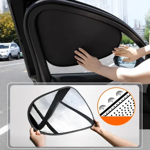Auto Zijraam Zonnescherm Zwart PVC Elektrostatisch Zonwering Warmte-isolatie Anti-UV Universeel Auto Raam Zonnescherm Paar