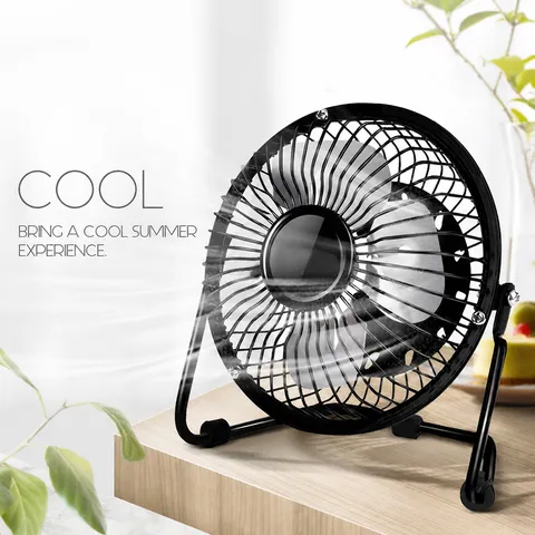 Mini Silent USB Desk Fan Rotatable Iron Art Aluminum Blade Personal Cooling Fan For Office Home Desktop