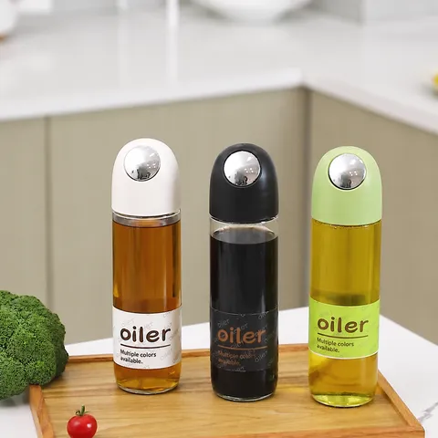 Apertura Cierre Automático Botella de Aceite de Vidrio Dispensador de Condimentos de Cocina Antigoteo