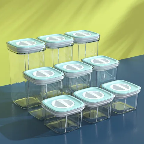 Transparent Kunststoff Lebensmittel Vorratsdose Quadratisch Versiegelt MIt Drehdeckel Küche Trockenfutter Organizer