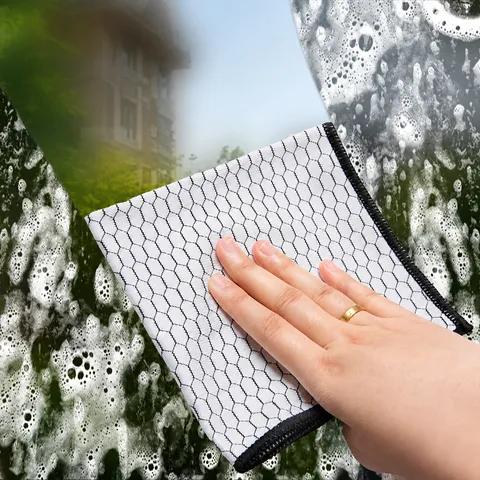 Thickened Microfiber Cleaning Cloth Honeycomb Grid Dishwashing Rags Lint-Free Absorbent Glass Wipe Towel For Kitchen