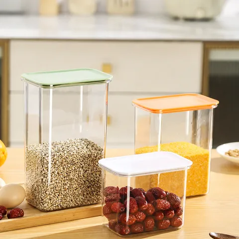 Lebensmittelechtes Kunststoff Versiegeltes Vorratsglas Verdickt Feuchtigkeitsbeständig Getreidebehälter Küche Transparent Organizer Mit Deckel