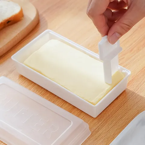 Kitchen Butter Storage Box With Cutter And Sealing Lid Plastic Cheese Container Refrigerator Food Organizer Kitchen Gadget