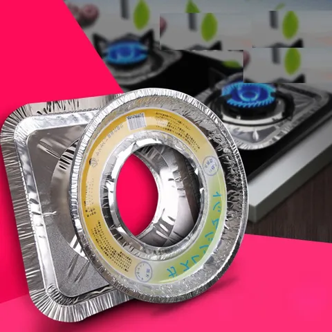 Couvercles de Brûleur de Cuisinière à Gaz en Feuille d'Aluminium Tapis de Nettoyage Résistant à l'Huile Carré et Rond Tapis de Protection de Cuisine