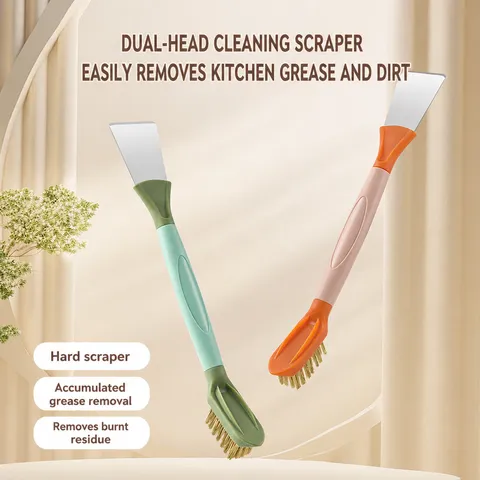 Brosse de Nettoyage de Cuisine Multifonctionnelle Trois en Un Poêle Hotte Fente Brosse Grattoir en Acier Inoxydable