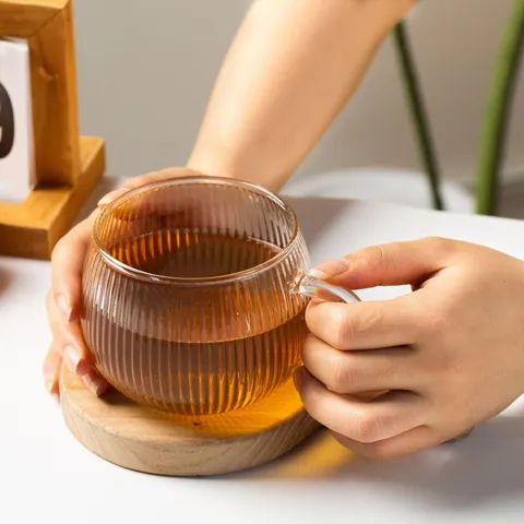 Hittebestendige Borosilicaatglas Koffie Melk Beker Transparante Pompoen Vormige Water Beker Met Handvat Thuis Drinkware