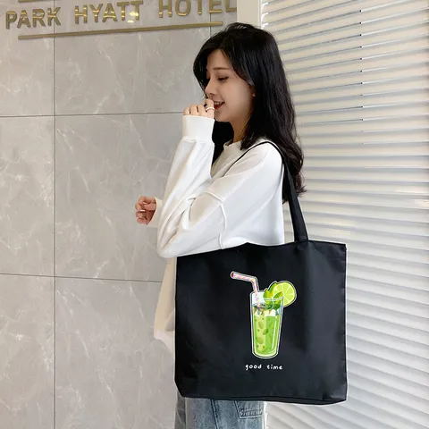 Women Streetwear Trend Oxford Fabric Tote Bag Printed Letters Large Capacity Square Shoulder Handbag For Everyday Commuting School