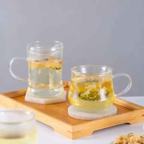 Minimalist High Borosilicate Glass Tea Cup With Tea Water Separation Infuser And Lid Clear Office Tea Cup Set