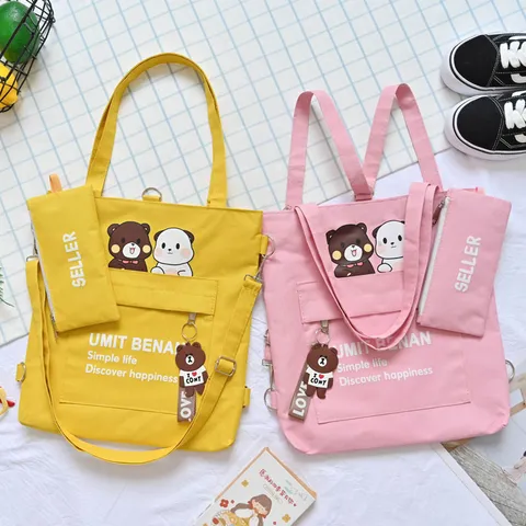 Urban Minimalist Oxford Fabric Tote Bag Casual Large Capacity Multifunctional Crossbody Bag With Utility Pouch For Students School Everyday
