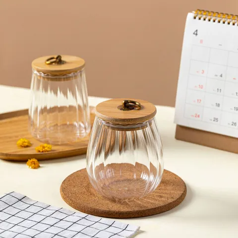 Japanischer Stil Klares Glas Teedose Versiegelte Aufbewahrungsglas Mit Holzdeckel Und Metallgriff Für Küche Lebensmittel Snacks