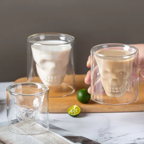 Creatieve Schedel Glas Koffiekop Dubbelwandig Hittebestendig Duidelijk Wijnglas Latte Mok