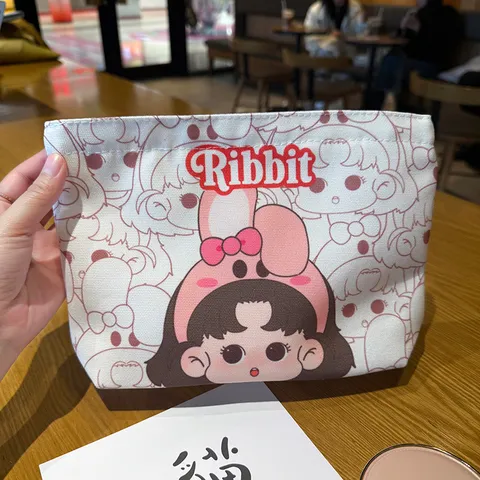 Cartoon Leinwand Kosmetiktasche Damen Große Kapazität Makeup Beutel Reise Kulturbeutel Aufbewahrung Anime Druck Reißverschluss Handtasche