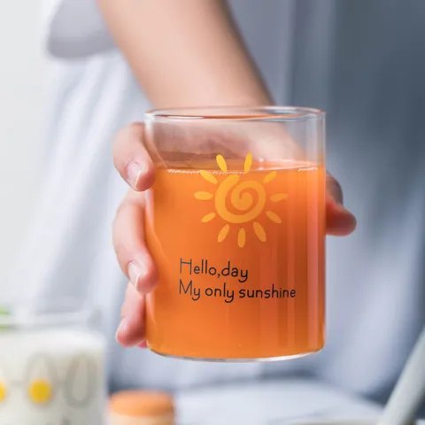 Japans Stijl Hittebestendige Glazen Beker Creatieve Transparante Melk Ontbijt Sap Beker Drinkgerei
