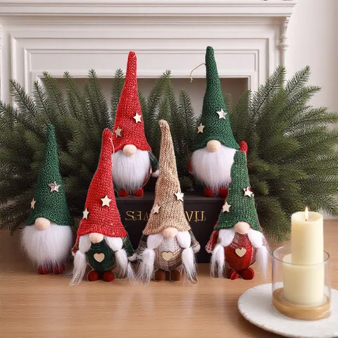 Kerst Gebreide Muts Gezichtloze Oude Man Gnoom Hangende Ornament Bos Man Pop Festieve Huisdecoratie Tafel Figuur