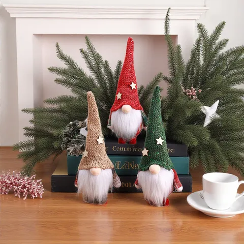 Kerst Gebreide Muts Gezichtloze Oude Man Gnoom Hangende Ornament Bos Man Pop Festieve Huisdecoratie Tafel Figuur
