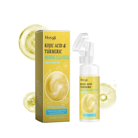 Turmeric Kojic Acid Mousse Cleanser Gentle Deep Cleaning Facial Wash Oil Control Shrink Pores Face Care