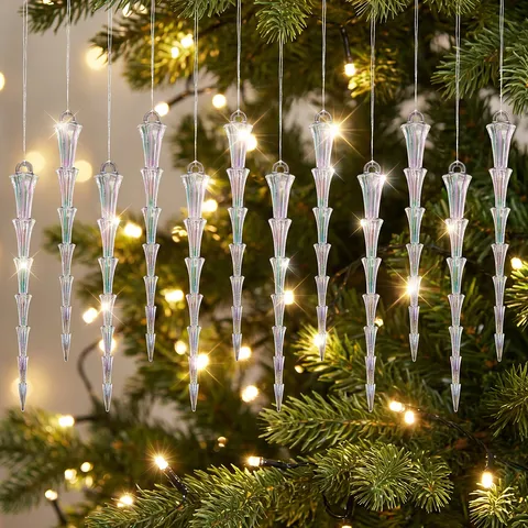 Acrylique Coloré Glaçon Pendeloques Ornements Suspendus Irisé Décoration d'Arbre de Noël Fournitures de Fête Décorations de Vacances