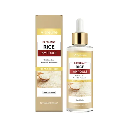 Siero Viso Esfoliante al Riso Viareline Essenza Viso Idratante Illuminante Niacinamide Liquido Cura della Pelle Flacone Contagocce