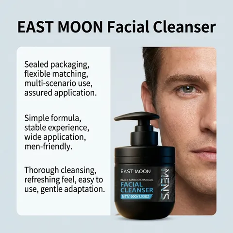 Men's Refreshing Facial Cleanser Black Bamboo Charcoal Deep Cleansing Hydrating Foam Oil Control Gentle Cleansing Milk
