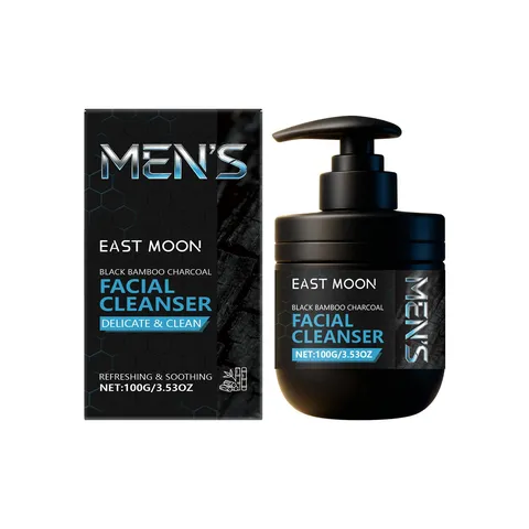 Men's Refreshing Facial Cleanser Black Bamboo Charcoal Deep Cleansing Hydrating Foam Oil Control Gentle Cleansing Milk