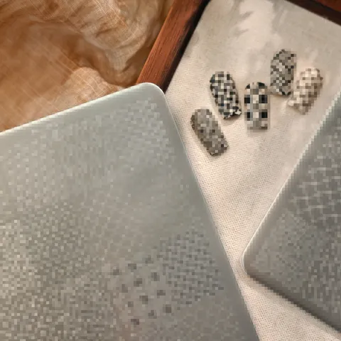Piastra per Stamping Unghie in Acciaio Inossidabile Griglia Motivo a Quadri Modello per Manicure Piastra per Strumenti Nail Art