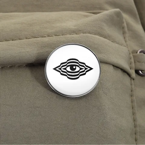 Geometrisch Abstract Boos Oog Metalen Brosche Zwart En Wit Lijnpatroon Badge Mode Emaille Reversspeld Sieraden Cadeau