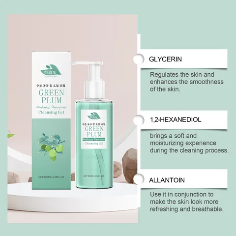 Green Plum Makeup Remover Cleansing Gel Gentle Facial Cleanser For Deep Pore Cleaning Daily Skincare Hydrating Formula