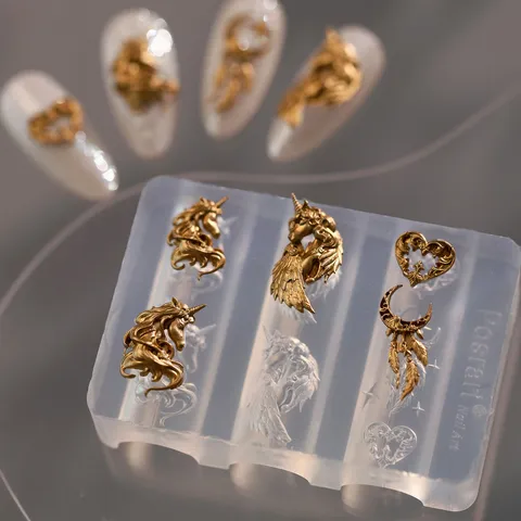 3D Silikon Nagelform Einhorn Mond Herz Muster Transparent Flexibel DIY Maniküre Dekorative Accessoires Profi Werkzeuge