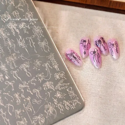 Stainless Steel Nail Art Stamping Plate TG-057 Bowknot Ribbon Design Professional Manicure DIY Tool