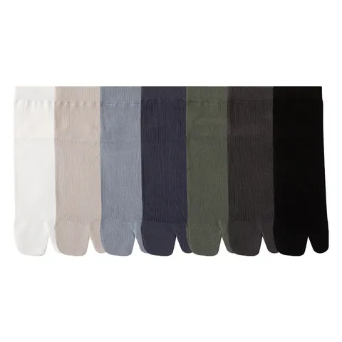 Men's Split Toe Socks Pure Cotton Mid-Tube Summer Thin Breathable Antibacterial Deodorant Casual Crew Socks