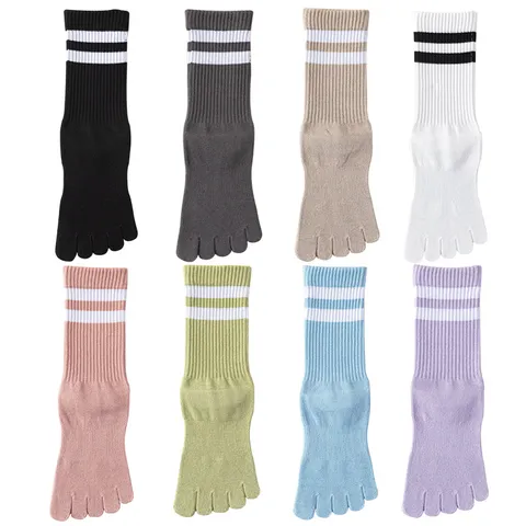 Women's Cotton Athletic Toe Socks Mid-Calf Split Toe Yoga Running Non-Slip Sports Socks