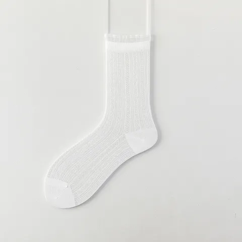 Women's Mulberry Silk Mid-Calf Socks Summer Thin Mesh Breathable Lace Trim Ruffle Casual Everyday Hosiery