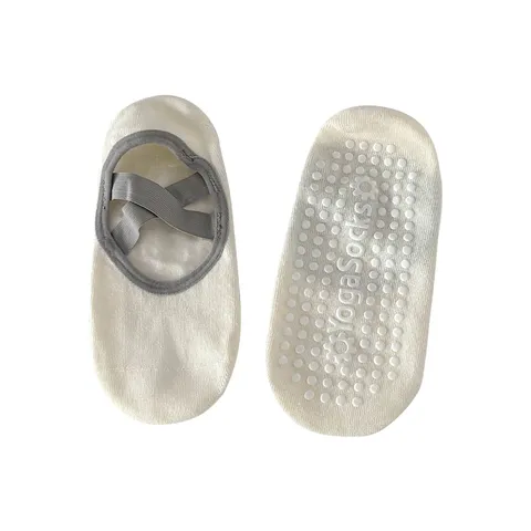 Chaussettes de Yoga Antidérapantes pour Femmes Chaussettes de Pilates Professionnelles en Coton Respirant Avec Brides Croisées