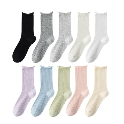 Women's Pure Cotton Mesh Slouch Socks Thin Breathable Anti-Odor Antibacterial Mid-Calf Casual Daily Socks Hosiery