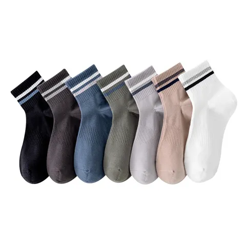 Men Casual Striped Crew Socks Cotton Blend Sweat Absorbent Deodorizing Breathable Athletic Fashion Socks Daily Wear
