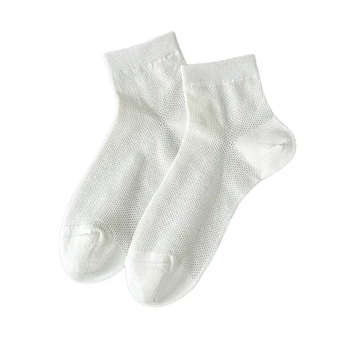 Calzini Corti Bianchi da Donna Estate Sottile Rete Traspirante Calzini a Tubo Medio Tinta Unita Cotone Calzini Casual