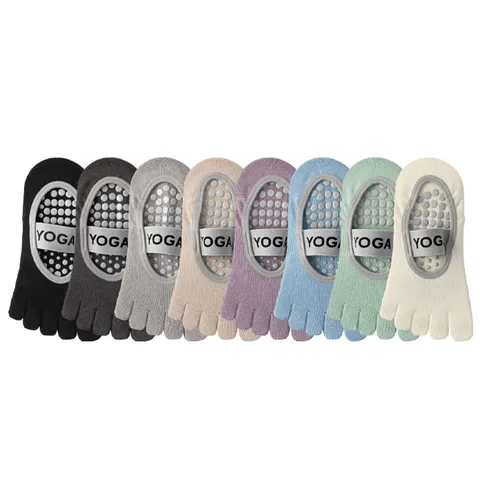 Women's Yoga Pilates Five-Toe Socks Pure Cotton Non-Slip Anti-Drop Fitness Sports Floor Socks Breathable Athletic Footwear