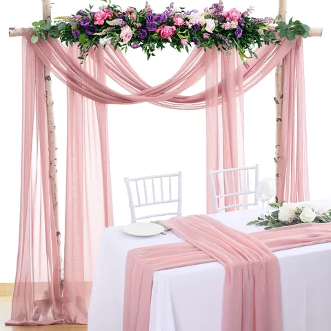 Poliestere Matrimonio Arco Drappeggio Tessuto Trasparente Chiffon Tenda Sfondo Decorazione Per Spiaggia Cerimonia Festa