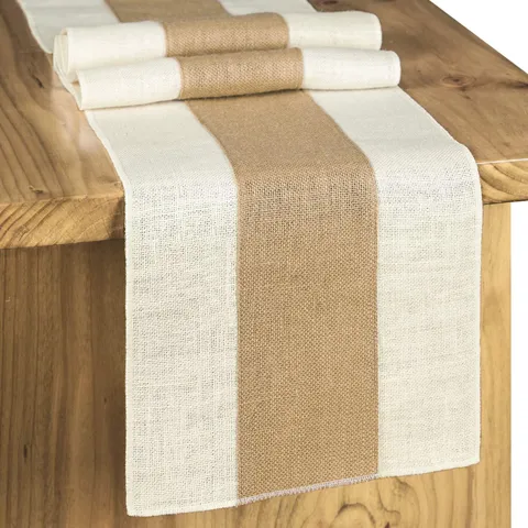 Rustic Burlap Table Runner Spliced Linen Table Decor For Wedding Thanksgiving Farmhouse Picnic Dining Table