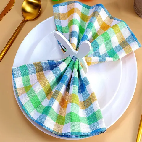 Modern Minimalist Polyester Plaid Napkin Reusable Checkered Table Cloth Placemat For Hotel Western Restaurant Party Table Decor