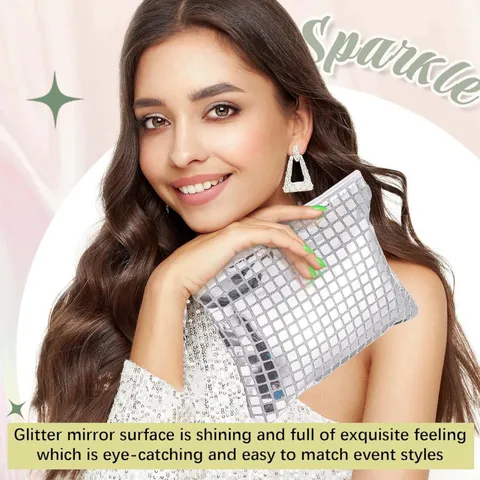 Borsa per Trucchi con Paillettes Argento Portatile Pochette Cosmetica con Cerniera Organizer per Articoli da Toeletta da Viaggio per Donne