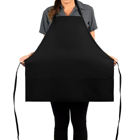 Grembiule da Cucina Impermeabile per Uomo Donna Grembiule da Chef in Poliestere con 3 Tasche Cinturino Collo Regolabile Nero
