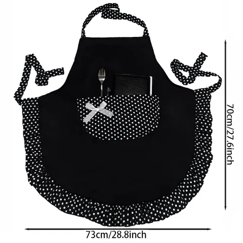 Delantal de Princesa Lindo Estilo Coreano Lunares Lazo Poliéster Cocina Restaurante Delantal Mujer Antimanchas Babero de Cocina