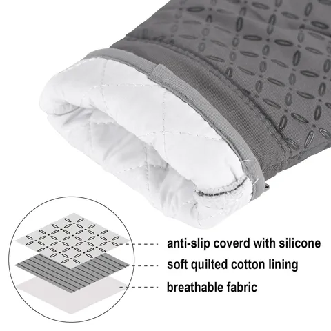 Guanti da Forno Antiscivolo Resistenti al Calore in Silicone e Guanti di Isolamento Termico per Cottura in Cucina Spessi