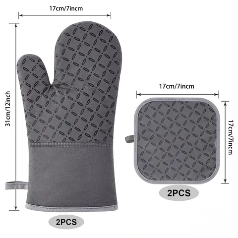Guanti da Forno Antiscivolo Resistenti al Calore in Silicone e Guanti di Isolamento Termico per Cottura in Cucina Spessi